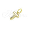 Dije Elegante 05.341.0037 Oro Laminado, Diseño de Iniciales, con Blanca Zirconia Cubica, Pulido, Tono Dorado