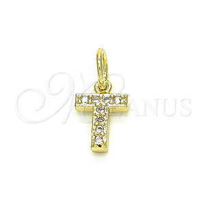 Dije Elegante 05.341.0037 Oro Laminado, Diseño de Iniciales, con Blanca Zirconia Cubica, Pulido, Tono Dorado