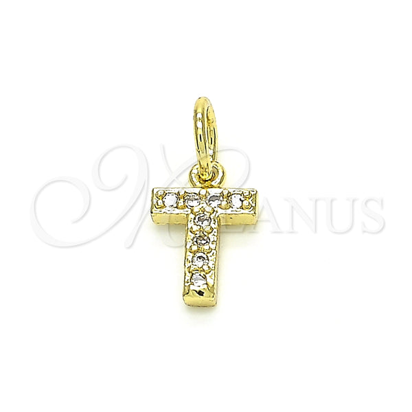 Dije Elegante 05.341.0037 Oro Laminado, Diseño de Iniciales, con Blanca Zirconia Cubica, Pulido, Tono Dorado