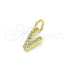Dije Elegante 05.341.0038 Oro Laminado, Diseño de Iniciales, con Blanca Zirconia Cubica, Pulido, Tono Dorado