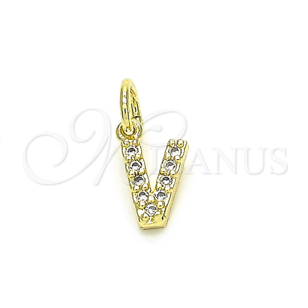 Dije Elegante 05.341.0038 Oro Laminado, Diseño de Iniciales, con Blanca Zirconia Cubica, Pulido, Tono Dorado