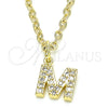 Dije Elegante 05.341.0039 Oro Laminado, Diseño de Iniciales y Mama, con Blanca Zirconia Cubica, Pulido, Tono Dorado