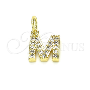 Dije Elegante 05.341.0039 Oro Laminado, Diseño de Iniciales y Mama, con Blanca Zirconia Cubica, Pulido, Tono Dorado