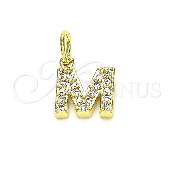 Dije Elegante 05.341.0039 Oro Laminado, Diseño de Iniciales y Mama, con Blanca Zirconia Cubica, Pulido, Tono Dorado