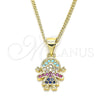 Collares con Dije 04.341.0016.20 Oro Laminado, Diseño de Niñita Pequeña, con Multicolor Zirconia Cubica, Pulido, Tono Dorado (02 MM Thickness, 20 Inches Length)
