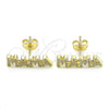 Arete Dormilona 02.341.0025 Oro Laminado, Diseño de Mama, con Blanca Zirconia Cubica, Pulido, Tono Dorado