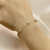 Rosario de Pulsera 03.253.0049.08 Oro Laminado, Diseño de Guadalupe y Cruz, con Cristal Blanca, Pulido, Tono Dorado