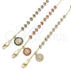 Rosario de Pulsera 03.253.0049.08 Oro Laminado, Diseño de Guadalupe y Cruz, con Cristal Blanca, Pulido, Tono Dorado