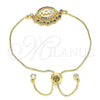 Pulsera Bolo Ajustable 03.368.0002.10 Oro Laminado, Diseño de Mama, con Multicolor Zirconia Cubica, Pulido, Tono Dorado (01 MM Thickness, 10 Inches Length)