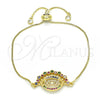 Pulsera Bolo Ajustable 03.368.0002.10 Oro Laminado, Diseño de Mama, con Multicolor Zirconia Cubica, Pulido, Tono Dorado (01 MM Thickness, 10 Inches Length)