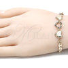 Pulsera Elegante 03.233.0023.08 Oro Laminado, Diseño de Corazón, con Negro and Blanca Cristal, Pulido, Tono Dorado (04 MM Thickness, 8 Inches Length)