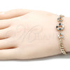 Pulsera Elegante 03.233.0026.08 Oro Laminado, Diseño de Corona, con Negro and Blanca Zirconia Cubica, Pulido, Tono Dorado (05 MM Thickness, 8 Inches Length)