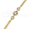 Pulsera Elegante 03.233.0026.08 Oro Laminado, Diseño de Corona, con Negro and Blanca Zirconia Cubica, Pulido, Tono Dorado (05 MM Thickness, 8 Inches Length)