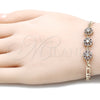 Pulsera Elegante 03.233.0029.08 Oro Laminado, con Rubi and Blanca Zirconia Cubica, Pulido, Tono Dorado (04 MM Thickness, 8 Inches Length)