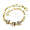 Pulsera Elegante 03.233.0029.08 Oro Laminado, con Rubi and Blanca Zirconia Cubica, Pulido, Tono Dorado (04 MM Thickness, 8 Inches Length)