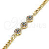 Pulsera Elegante 03.233.0030.08 Oro Laminado, con Multicolor Zirconia Cubica, Pulido, Tono Dorado (05 MM Thickness, 8 Inches Length)