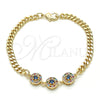 Pulsera Elegante 03.233.0030.08 Oro Laminado, con Multicolor Zirconia Cubica, Pulido, Tono Dorado (05 MM Thickness, 8 Inches Length)