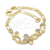 Pulsera Elegante 03.233.0037.08 Oro Laminado, Diseño de Mariposa, con Blanca Zirconia Cubica, Pulido, Tono Dorado (04 MM Thickness, 8 Inches Length)