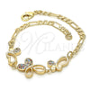 Pulsera Elegante 03.233.0039.08 Oro Laminado, Diseño de Mariposa, con Multicolor Zirconia Cubica, Pulido, Tono Dorado (04 MM Thickness, 8 Inches Length)