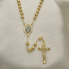 Rosario Mediano 09.253.0034.24 Oro Laminado, Diseño de Caridad del Cobre y Crucifijo, Pulido, Tono Dorado