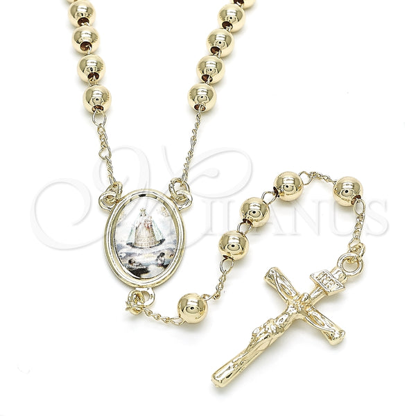 Rosario Mediano 09.253.0034.24 Oro Laminado, Diseño de Caridad del Cobre y Crucifijo, Pulido, Tono Dorado