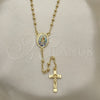 Rosario Fino 09.253.0035.20 Oro Laminado, Diseño de Caridad del Cobre y Crucifijo, Pulido, Tono Dorado
