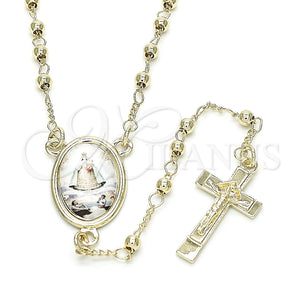Rosario Fino 09.253.0035.20 Oro Laminado, Diseño de Caridad del Cobre y Crucifijo, Pulido, Tono Dorado