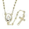 Rosario Fino 09.253.0035.20 Oro Laminado, Diseño de Caridad del Cobre y Crucifijo, Pulido, Tono Dorado