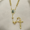 Rosario Mediano 09.253.0038.24 Oro Laminado, Diseño de San Judas y Crucifijo, Pulido, Tono Dorado