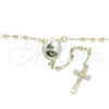 Rosario Fino 09.253.0039.20 Oro Laminado, Diseño de San Judas y Crucifijo, Pulido, Tono Dorado