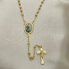 Rosario Fino 09.253.0039.20 Oro Laminado, Diseño de San Judas y Crucifijo, Pulido, Tono Dorado