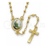 Rosario Fino 09.253.0039.20 Oro Laminado, Diseño de San Judas y Crucifijo, Pulido, Tono Dorado