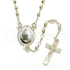 Rosario Fino 09.253.0039.20 Oro Laminado, Diseño de San Judas y Crucifijo, Pulido, Tono Dorado