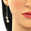 Arete Largo 02.210.0333 Oro Laminado, Diseño de Delfín, con Blanca and Blanca Zirconia Cubica, Pulido, Tono Dorado