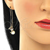 Arete Violador 02.210.0333.1 Oro Laminado, Diseño de Delfín, con Multicolor Zirconia Cubica, Pulido, Tono Dorado