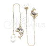 Arete Violador 02.210.0333.1 Oro Laminado, Diseño de Delfín, con Multicolor Zirconia Cubica, Pulido, Tono Dorado