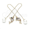 Arete Violador 02.210.0333.1 Oro Laminado, Diseño de Delfín, con Multicolor Zirconia Cubica, Pulido, Tono Dorado