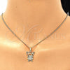 Juego de Arete y Dije de Adulto 10.210.0116 Oro Laminado, Diseño de Niñita Pequeña, con Blanca Zirconia Cubica, Pulido, Tono Dorado
