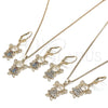 Juego de Arete y Dije de Adulto 10.210.0116 Oro Laminado, Diseño de Niñita Pequeña, con Blanca Zirconia Cubica, Pulido, Tono Dorado
