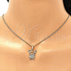 Juego de Arete y Dije de Adulto 10.210.0116.1 Oro Laminado, Diseño de Niñita Pequeña, con Multicolor Zirconia Cubica, Pulido, Tono Dorado
