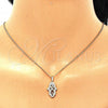 Juego de Arete y Dije de Adulto 10.210.0118 Oro Laminado, Diseño de Mano de Dios, con Blanca Zirconia Cubica, Pulido, Tono Dorado