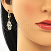 Juego de Arete y Dije de Adulto 10.210.0118 Oro Laminado, Diseño de Mano de Dios, con Blanca Zirconia Cubica, Pulido, Tono Dorado