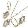 Juego de Arete y Dije de Adulto 10.210.0118 Oro Laminado, Diseño de Mano de Dios, con Blanca Zirconia Cubica, Pulido, Tono Dorado