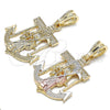 Dije Religioso 05.351.0070 Oro Laminado, Diseño de Santa Muerte y Ancla, Pulido, Tono Dorado