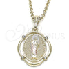 Dije Religioso 05.351.0073 Oro Laminado, Diseño de San Judas, con Blanca Cristal, Pulido, Tres Tonos