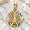 Dije Religioso 05.351.0073 Oro Laminado, Diseño de San Judas, con Cristal Blanca, Pulido, Tres Tonos