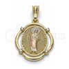 Dije Religioso 05.351.0073 Oro Laminado, Diseño de San Judas, con Cristal Blanca, Pulido, Tres Tonos