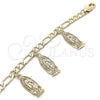 Pulsera de Dije 03.351.0085.07 Oro Laminado, Diseño de Guadalupe, Pulido, Tono Dorado (05 MM Thickness, 7 Inches Length)