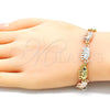 Pulsera Elegante 03.351.0086.1.08 Oro Laminado, Diseño de Elefante, Pulido, Tres Tonos (09 MM Thickness, 8 Inches Length)