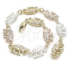 Pulsera Elegante 03.351.0086.1.08 Oro Laminado, Diseño de Elefante, Pulido, Tres Tonos (09 MM Thickness, 8 Inches Length)